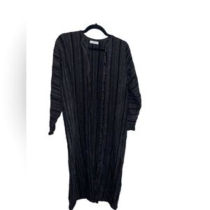 Bonnie Bateman Button Front Vintage Long Black Cardigan Medium